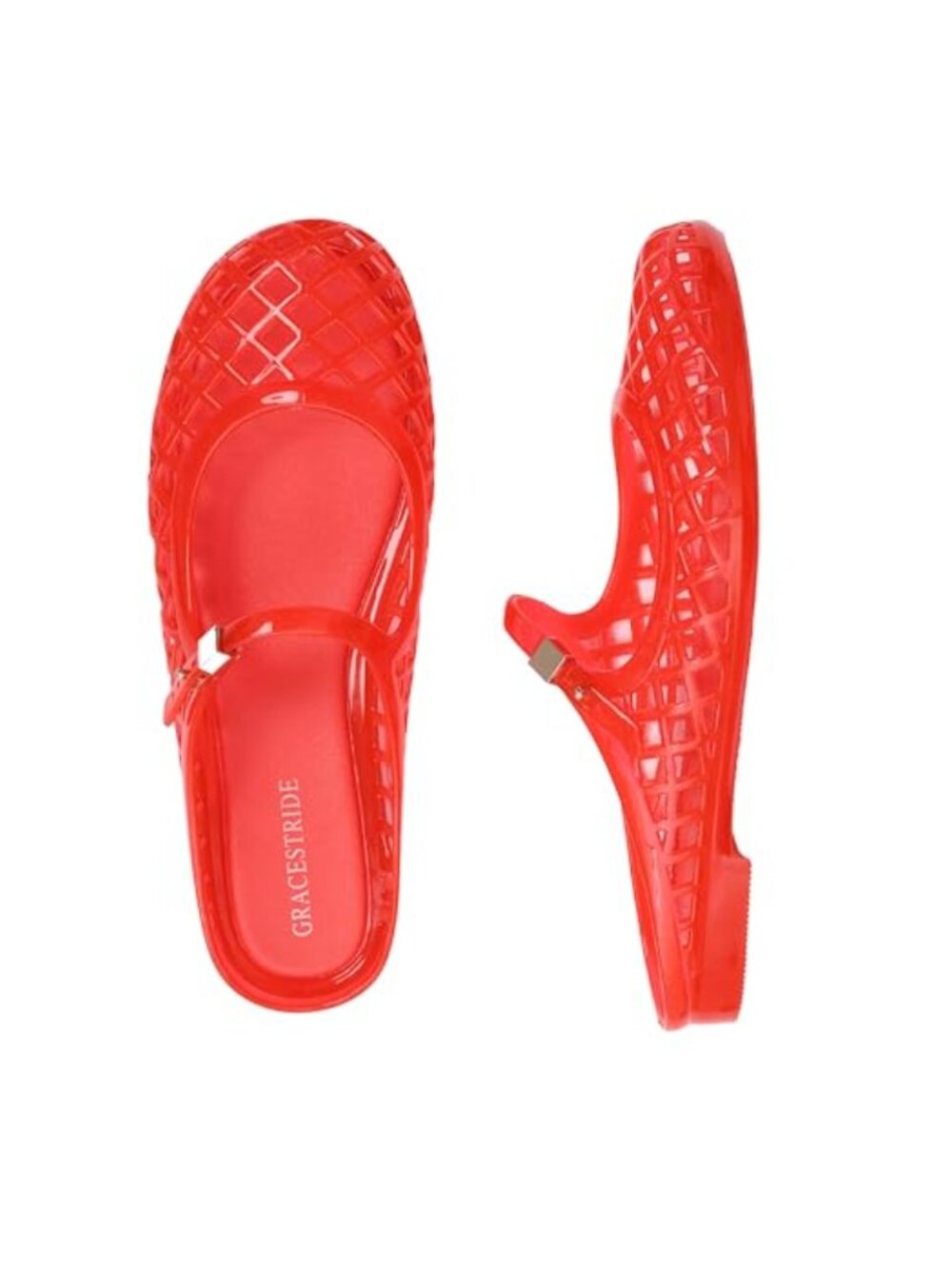 Jelly Flats Women's Mesh Slip On Sandals Adjustable Buckle Comfort